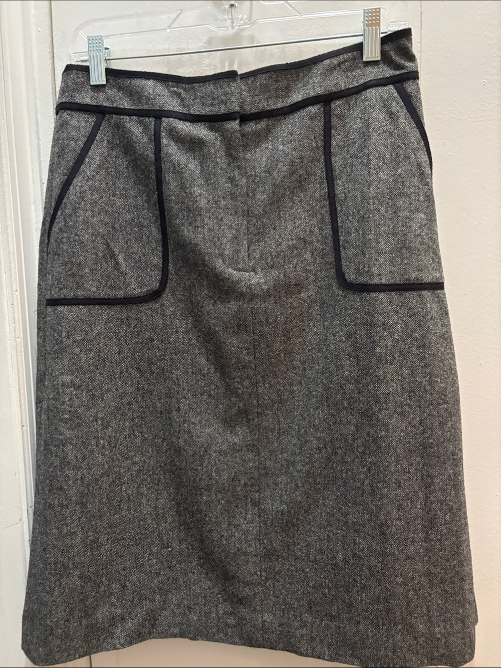 LOFT Gray A-Line Skirt with Black Trim